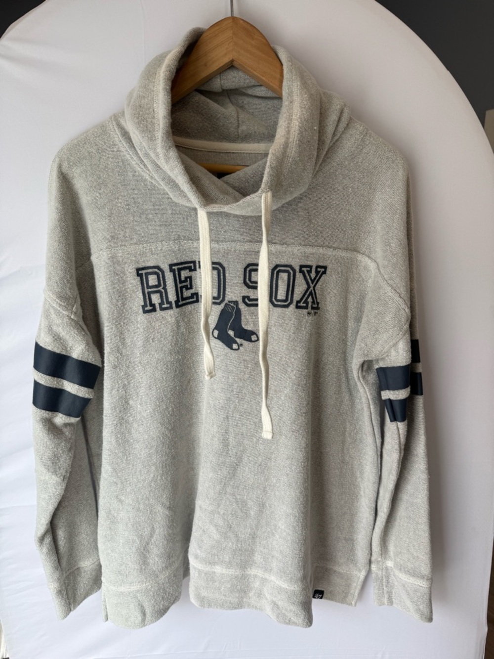 47 Brand Cream & Navy Red Sox Cowl Neck Pullover